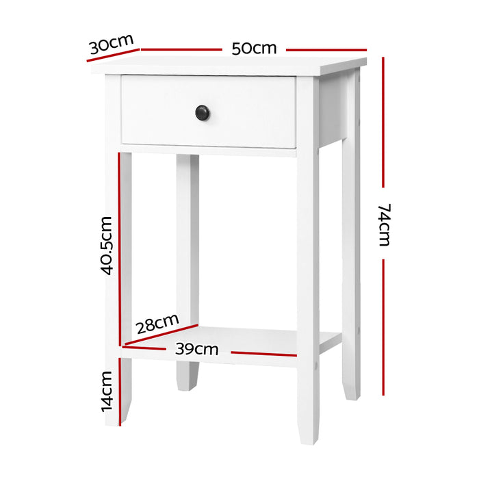 Simplico Tall Wooden Bedside Table in White | Slim Coffee Table Stand