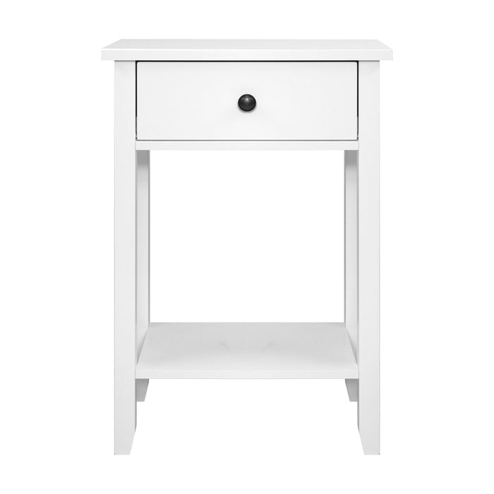 Simplico Tall Wooden Bedside Table in White | Slim Coffee Table Stand