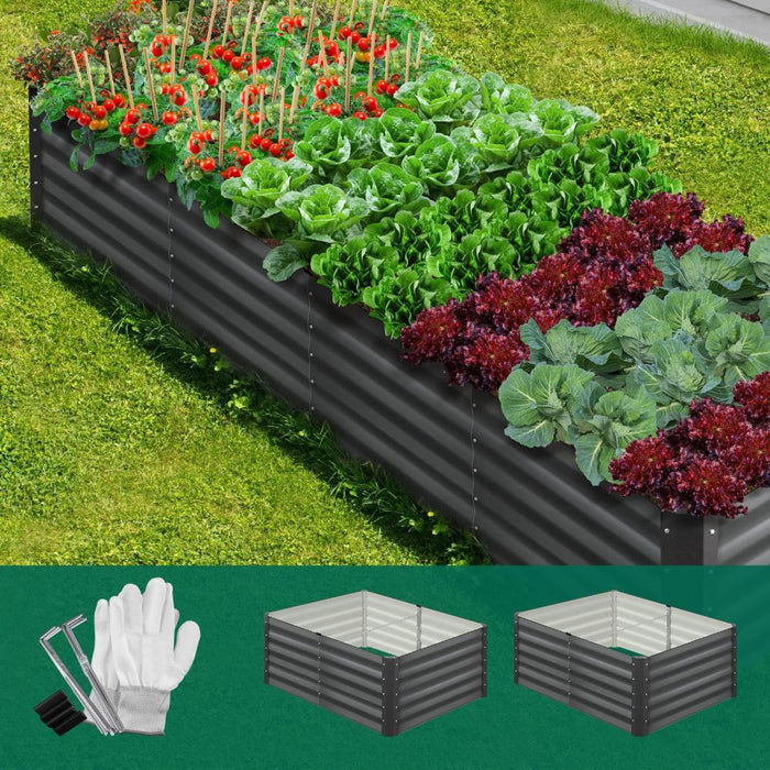 Set of Two 160x80x45CM Rectangular Raised Garden Beds | Galvanised Planter Garden Beds by Livsip