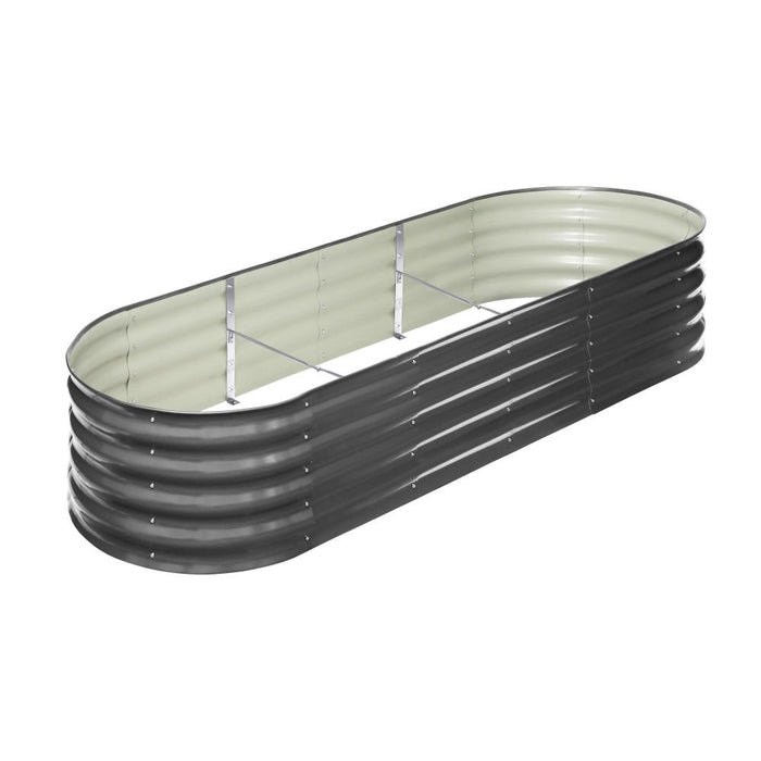 240X80X42cm Oval Raised Garden Bed | Galvanised Steel Planter Garden Beds by Livsip