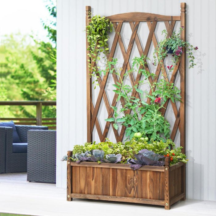Arezzo Wooden Garden Bed with Climbing Trellis | Raised Garden Bed Standing Flower Vegetable Planter | 2 Designs