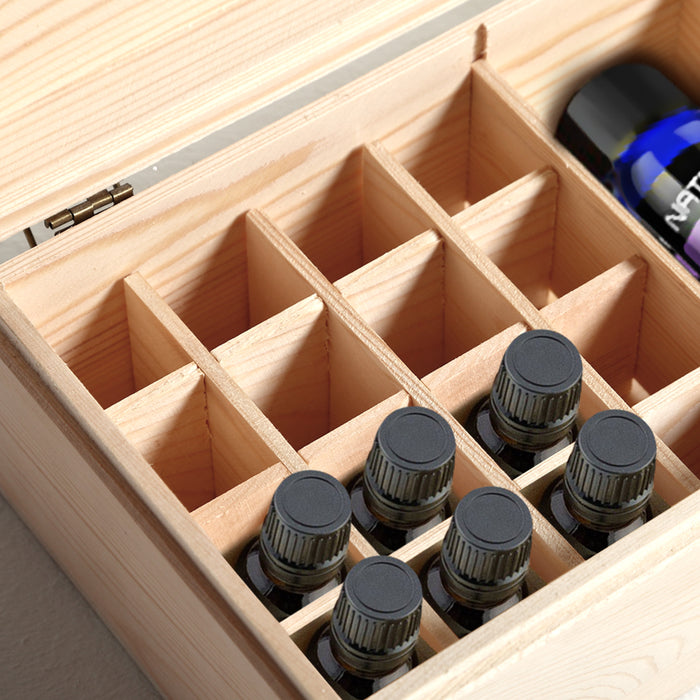 25 Slots Essential Oil Storage Box Wooden  Aromatherapy Container Organiser