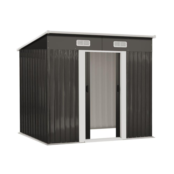 Forte Outdoor Metal 1.94x1.21M Garden Shed w Air Vents | High Quality Storage Garden Shed in Dark Grey