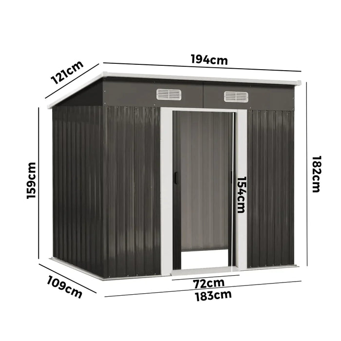 Forte Premium Outdoor Metal Garden Shed w Air Vents | High Quality Storage Garden Shed