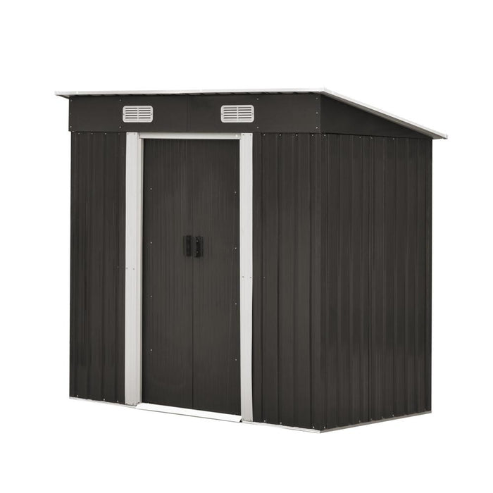 Forte Outdoor Metal 1.94x1.21M Garden Shed w Air Vents | High Quality Storage Garden Shed in Dark Grey