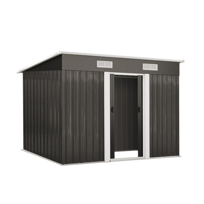 Forte Outdoor Metal 2.38x1.31M Garden Shed | High Quality Storage Garden Shed in Dark Grey