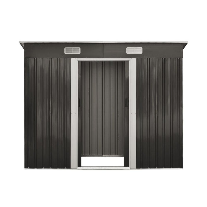 Forte Outdoor Metal 2.38x1.31M Garden Shed | High Quality Storage Garden Shed in Dark Grey
