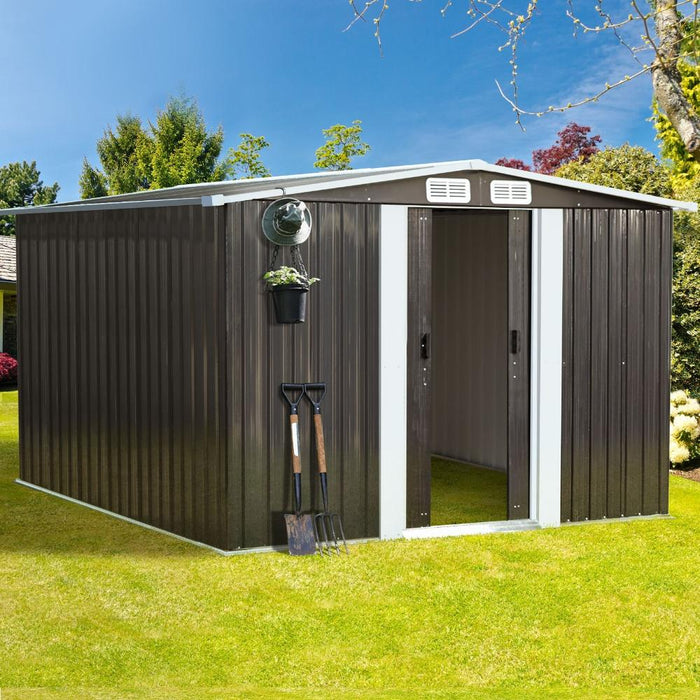 Forte Premium Outdoor Metal Garden Shed w Air Vents | High Quality Storage Garden Shed