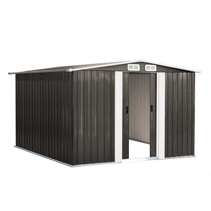 Forte Outdoor Metal 2.57x2.05M Garden Shed | High Quality Storage Garden Shed in Dark Grey