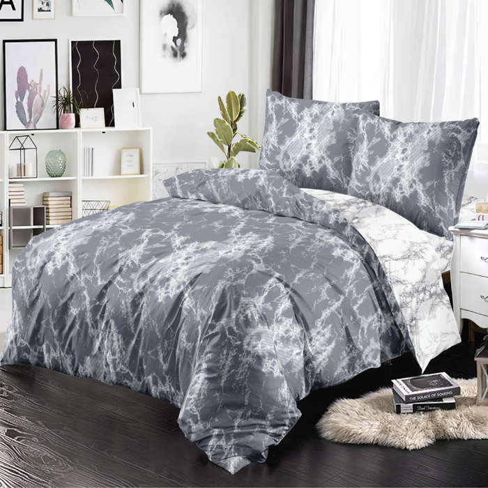 300TC Grey Marble Contemporary Quilt Cover Set | 6 Sizes