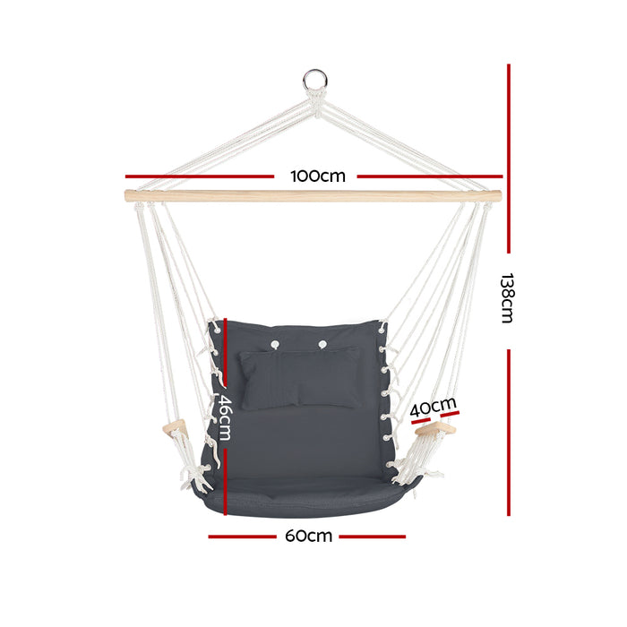 Natura Deluxe Hammock Swing Chair | Fun Relaxing Hanging Hammock Chair in Grey