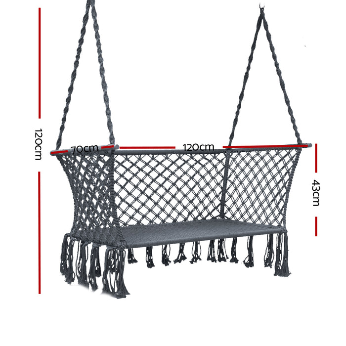 Festi 2 Person Swing Camping Hammock Chair | Patio Hammocks Double Portable Grey