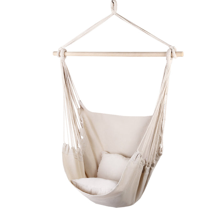 Natura Padded Comfy Hammock Swing Chair | Fun Relaxing Hanging Hammock Chair in Cream