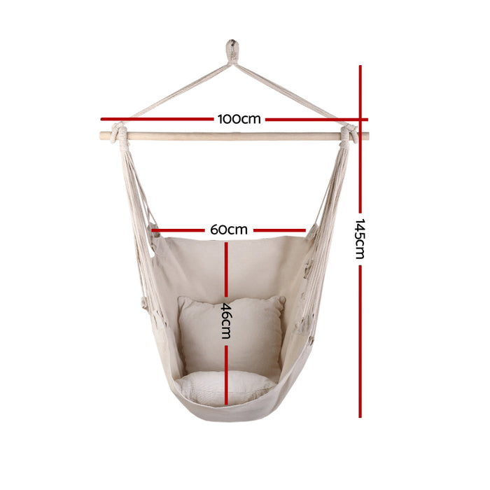 Natura Padded Comfy Hammock Swing Chair | Fun Relaxing Hanging Hammock Chair in Cream