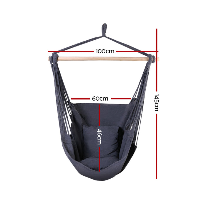 Natura Padded Comfy Hammock Swing Chair | Fun Relaxing Hanging Hammock Chair in Grey