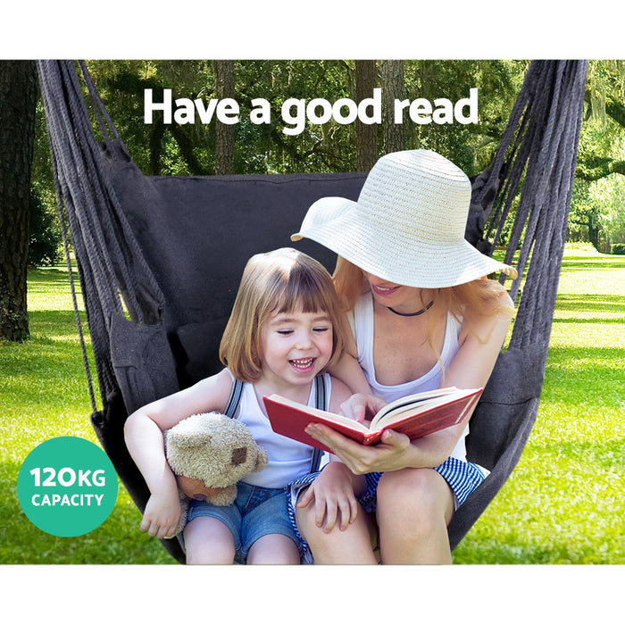 Natura Padded Comfy Hammock Swing Chair | Fun Relaxing Hanging Hammock Chair in Grey