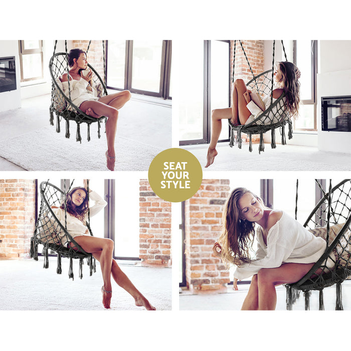 Natura Large Hammock Swing Chair | Fun Relaxing Hanging Hammock Chair in Grey