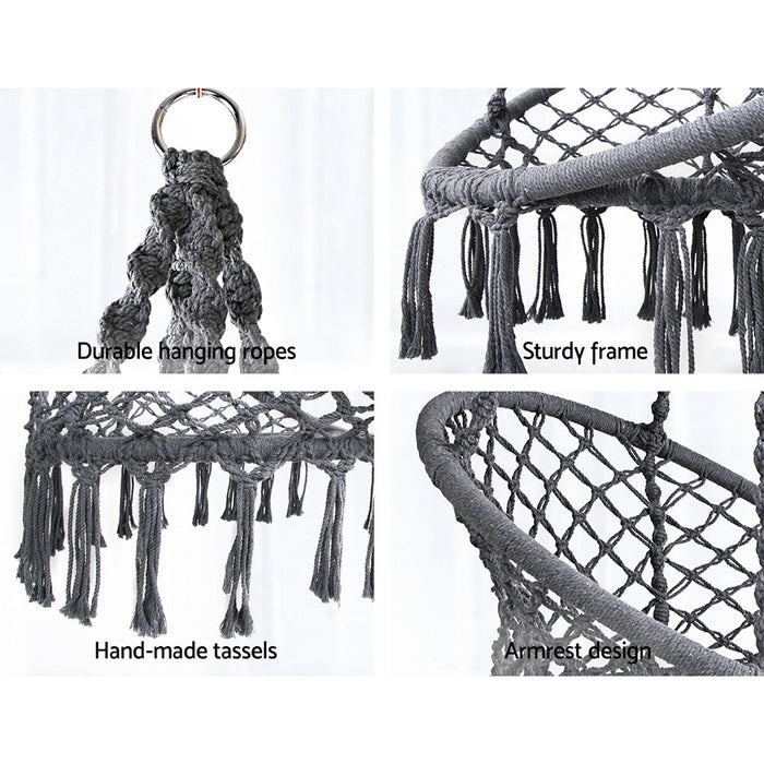 Natura Large Hammock Swing Chair | Fun Relaxing Hanging Hammock Chair in Grey