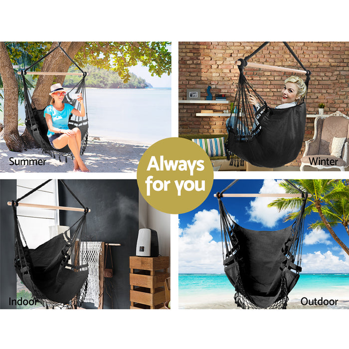Natura Comfy Hammock Swing Chair | Fun Relaxing Hanging Hammock Chair in Grey