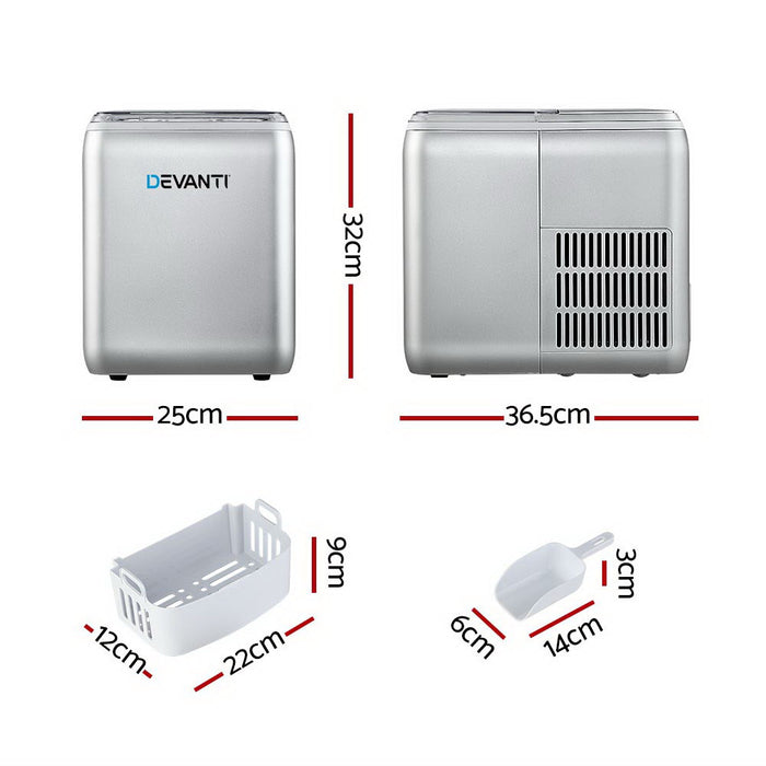 Portable Premium 2.6L Ice Maker Machine | Silver Countertop Ice cube Making Machine