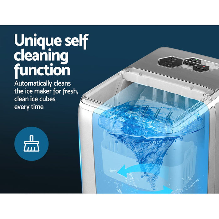 Portable Premium 2.6L Ice Maker Machine | Silver Countertop Ice cube Making Machine