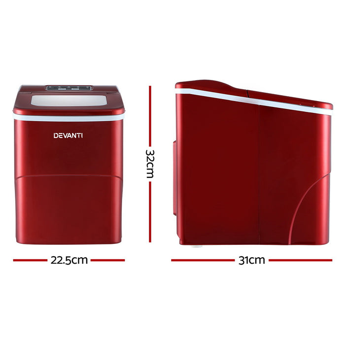 Portable Premium 2L Ice Maker Machine | Red Countertop Ice cube Making Machine