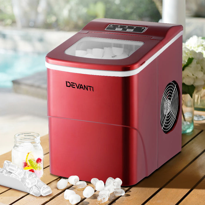 Portable Premium 2L Ice Maker Machine | Red Countertop Ice cube Making Machine