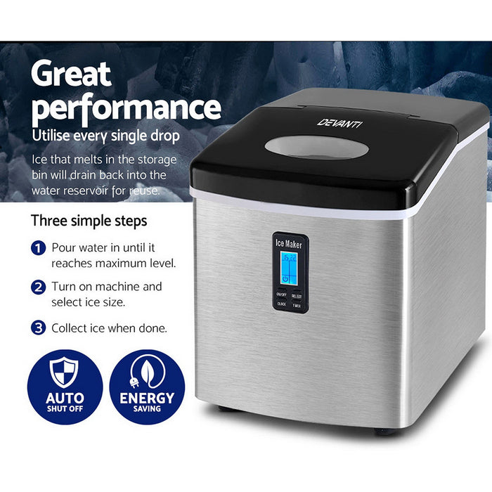 Ultra Delxure 3.2L Ice Maker Machine | Silver Countertop Ice cube Making Machine