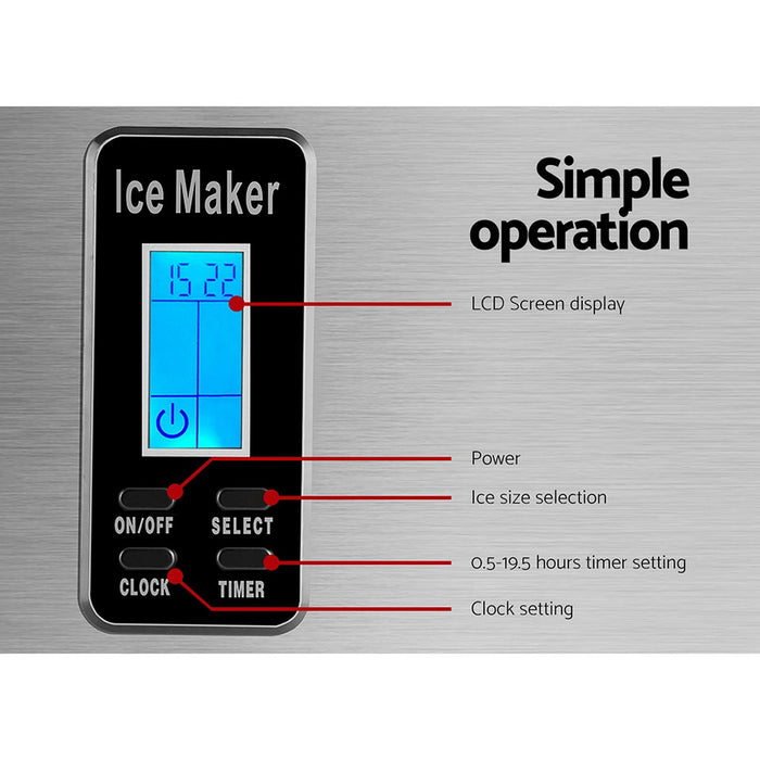 Ultra Delxure 3.2L Ice Maker Machine | Silver Countertop Ice cube Making Machine