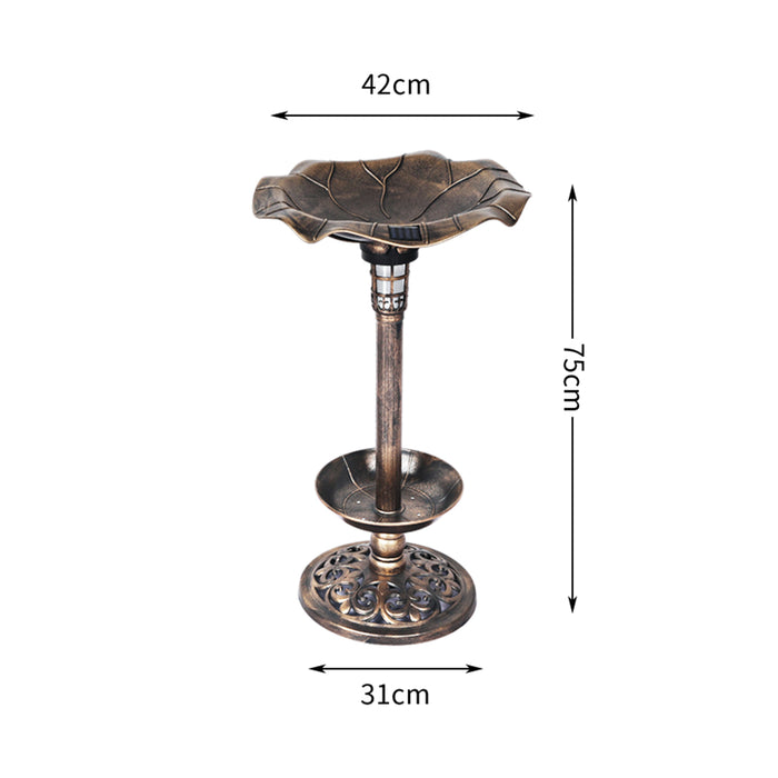 Solar Light Outdoor Garden Bird Bath Feeder in Bronze