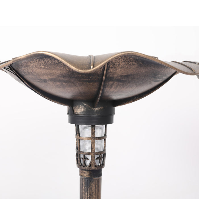 Solar Light Outdoor Garden Bird Bath Feeder in Bronze