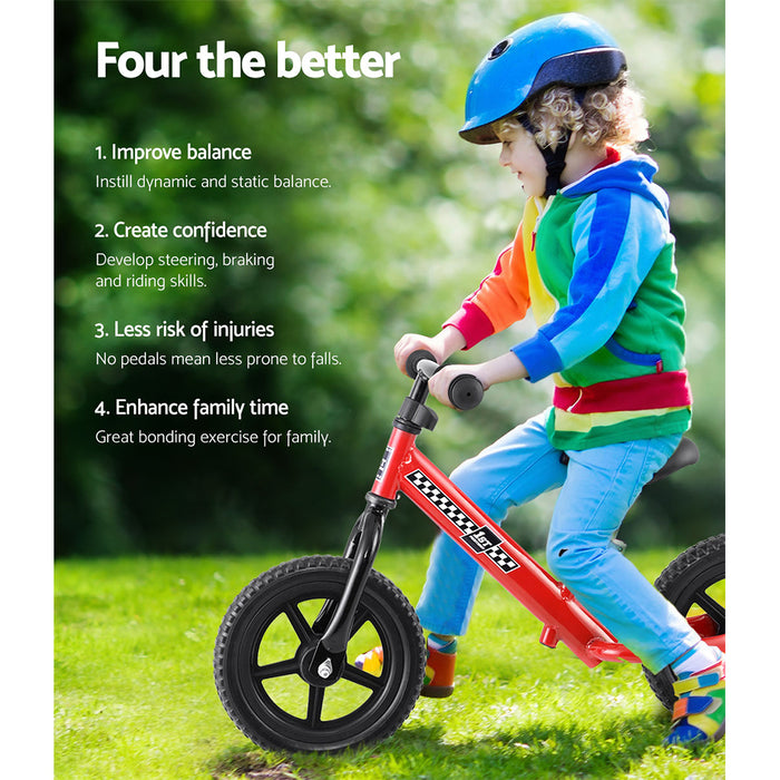 Funzee First Ride Kids Balance Bike | Toddler Learn To Ride Bike in Red