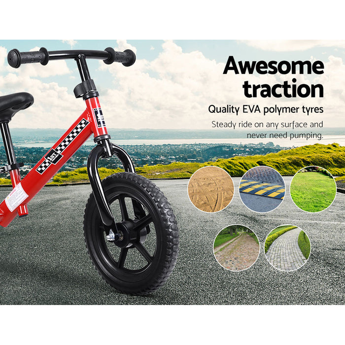 Funzee First Ride Kids Balance Bike | Toddler Learn To Ride Bike in Red