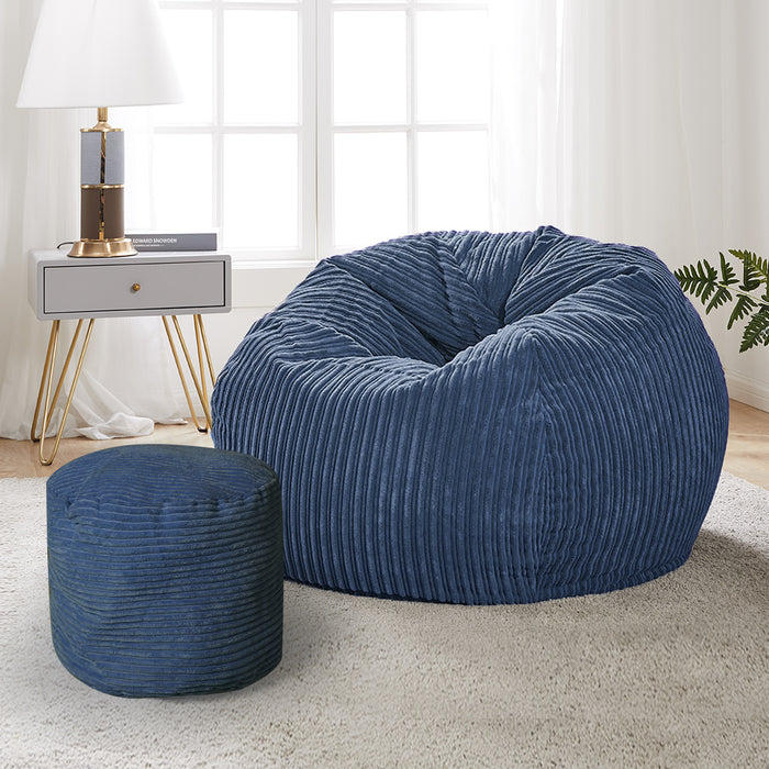Ottoman Bean Bag Chair Cover Home Game Seat Lazy Sofa Cover Large With Foot Stool