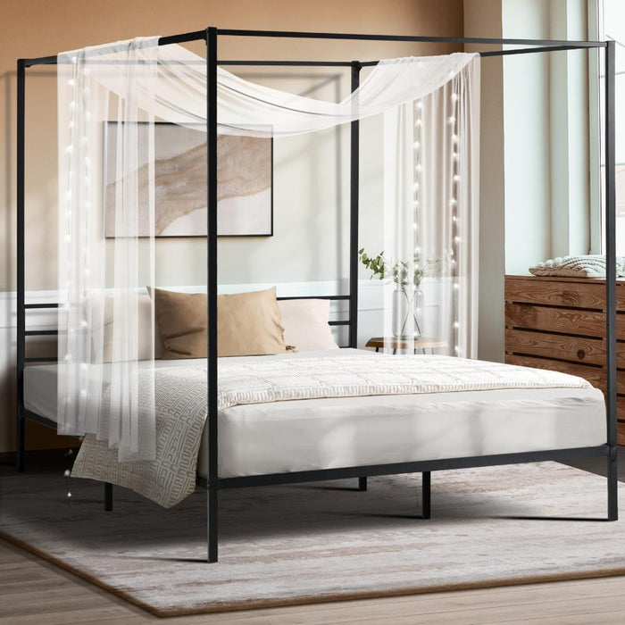 Casablanca Mare Premium Canopy Style Metal Bed Frame | High Quality Sturdy Canopy Bed in Black | 3 Sizes