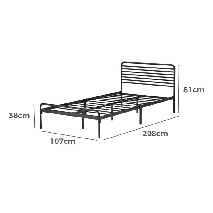 San Miguel Slim Black Metal Bed Frame | Vintage Style High Quality Sturdy Metal Bed | 3 Sizes