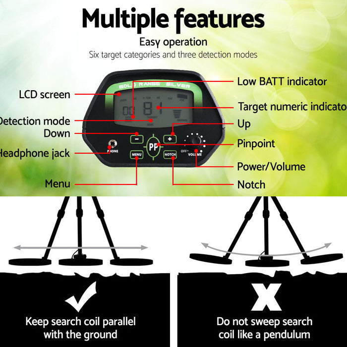 LCD Pinpointer 6.5kHz Pro Comfort Metal Detector | Up to 22cm Deep Sensitive Searching and Detection
