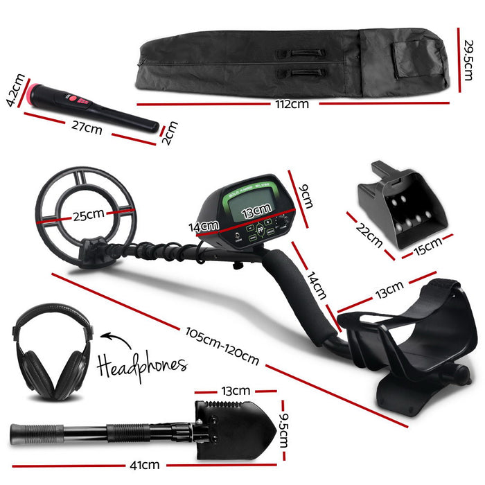 LCD Display 360° Side-Scan 12kHz  Deep Metal Detector | Pinpointer Sensitive Searching Treasure Hunter