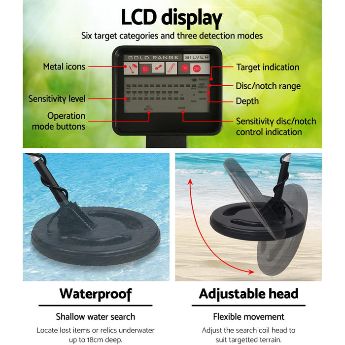 LCD Screen 3 Detection Mode 6.5kHz Metal Detector with Headphones