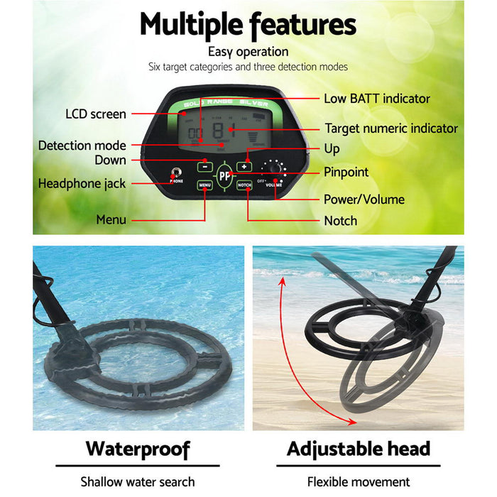 Adjustable LCD Screen 6.5kHz Metal Detector with Headphones | Up To 22cm Sensitivity Detection