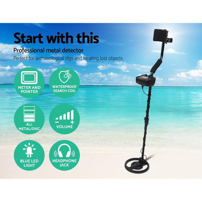 2 Detection Mode LCD Screen 6.5kHz Metal Detector with Headphones in Black