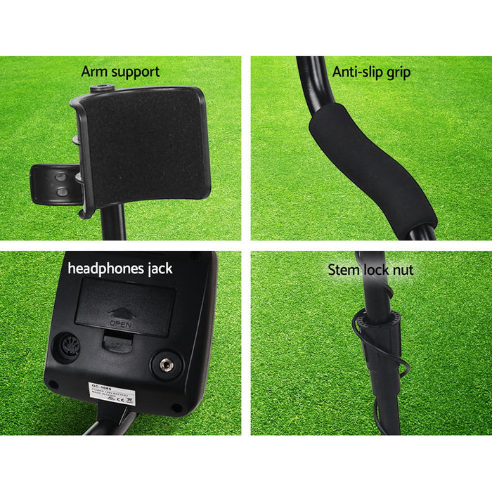 2 Detection Mode LCD Screen 6.5kHz Metal Detector with Headphones in Black