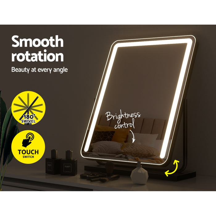 Starque 40x50cm LED Hollywood Standing Mirror | LED Touch Make Up Mirror in Black