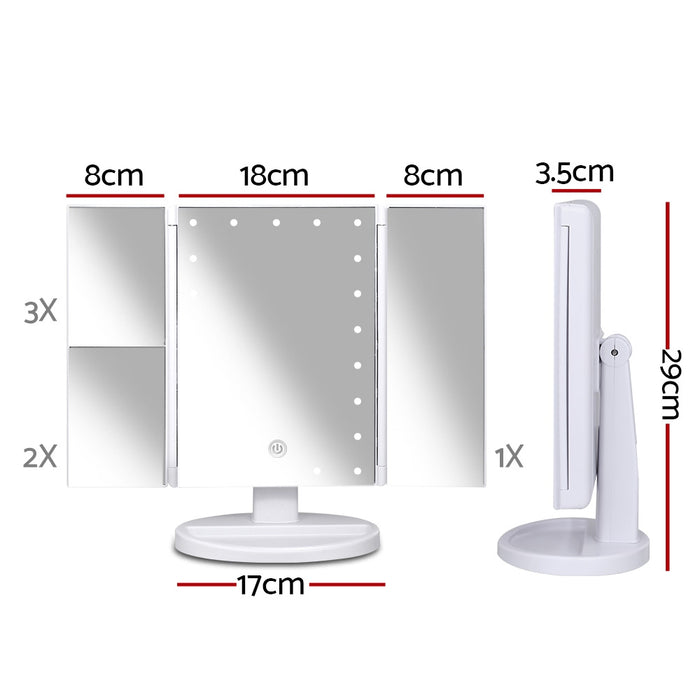 Starque Handy Tri-Fold 3 Lens LED Make Up Mirror | Up to 3 x Zoom Portable LED Make Up Mirror