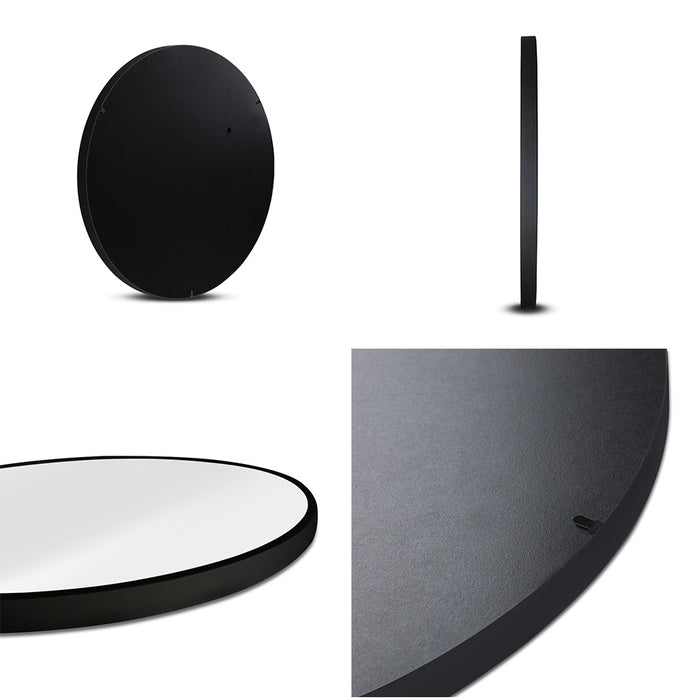 Starque Black 70cm Round Wall Hung Mirror | Modern Bathroom or Bedroom Makeup Mirror