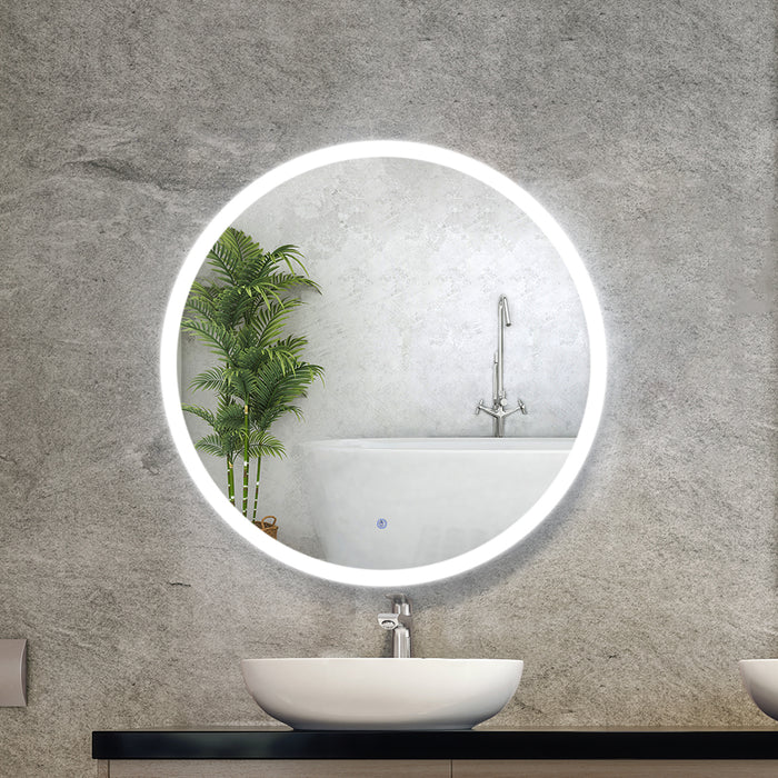 Starque Bright LED 80cm Round Wall Hung Mirror | Modern Bathroom or Bedroom Makeup Mirror
