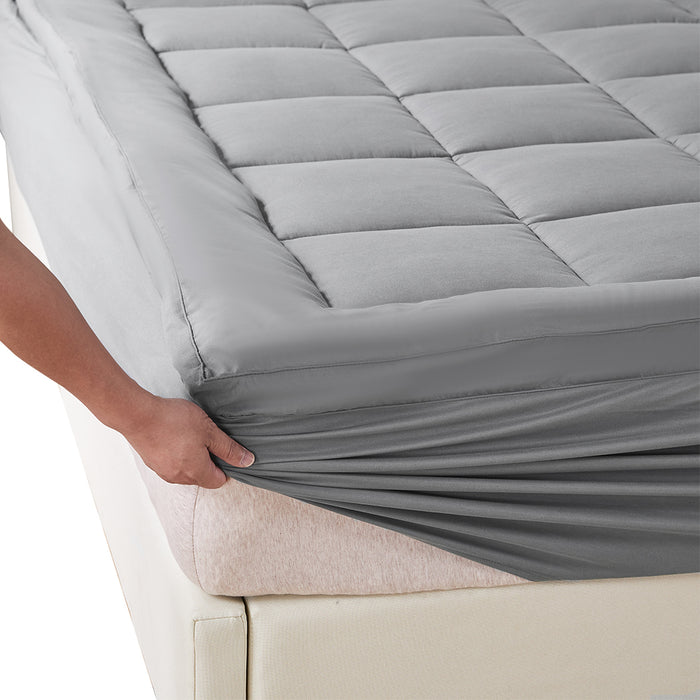 Dreamz Mattress Topper Bamboo Fibre Luxury Pillowtop Mat Protector Cover Double