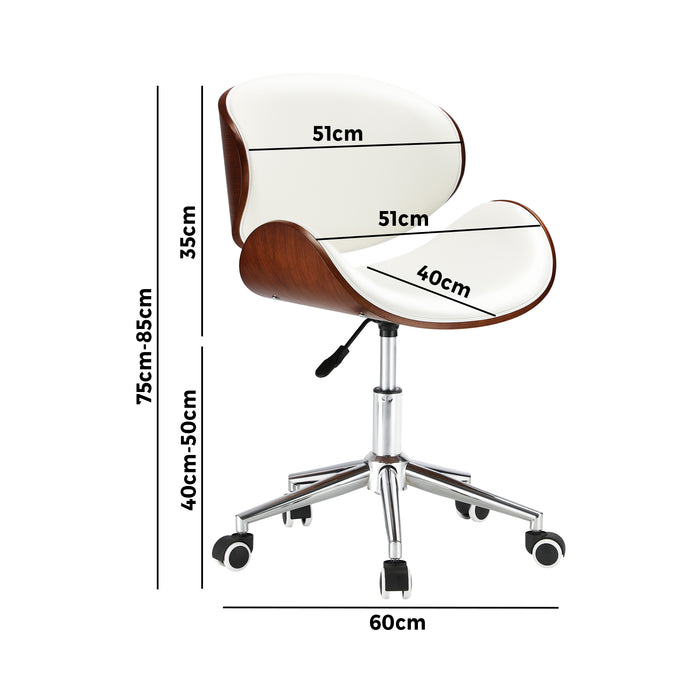 Executive Gas Lift Bentwood Wooden Sleek Office Computer Chair in White
