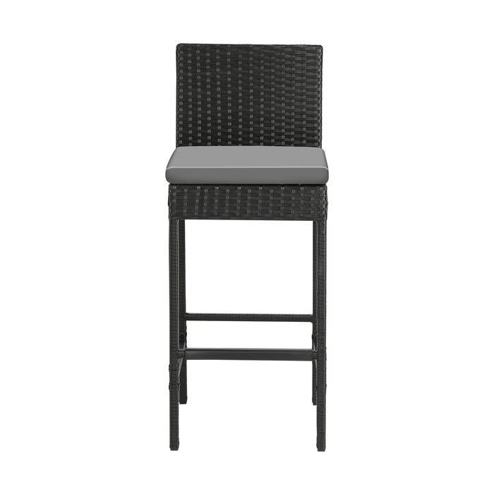 Carlo Set of Four Outdoor Wicker Bar Stools | Black Rattan Chair Set by Livsip