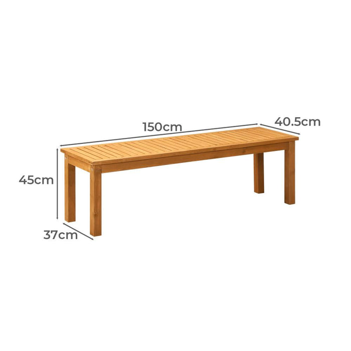 Mileni Wooden Luxe Outdoor Garden Bench | High Quality Weather Resistant Pool Patio Seating Bench | 3 Sizes - 2 Finishes